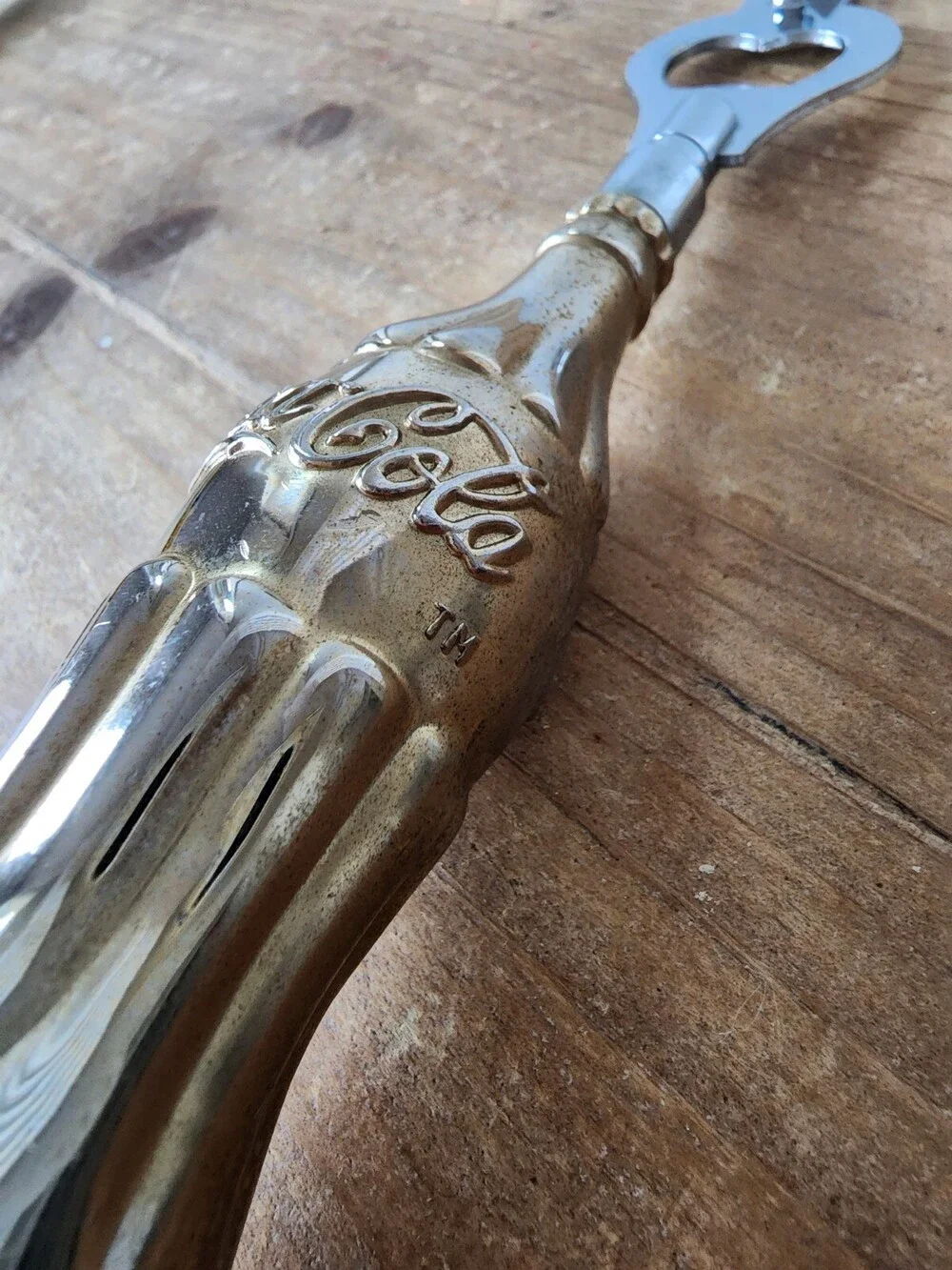 Vintage Coca Cola Bottle Opener Heavy Metal Gold Color 1996 Coke